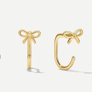 Ardant Stay Close Bow Hoop Earrings 18k Gold Vermeil